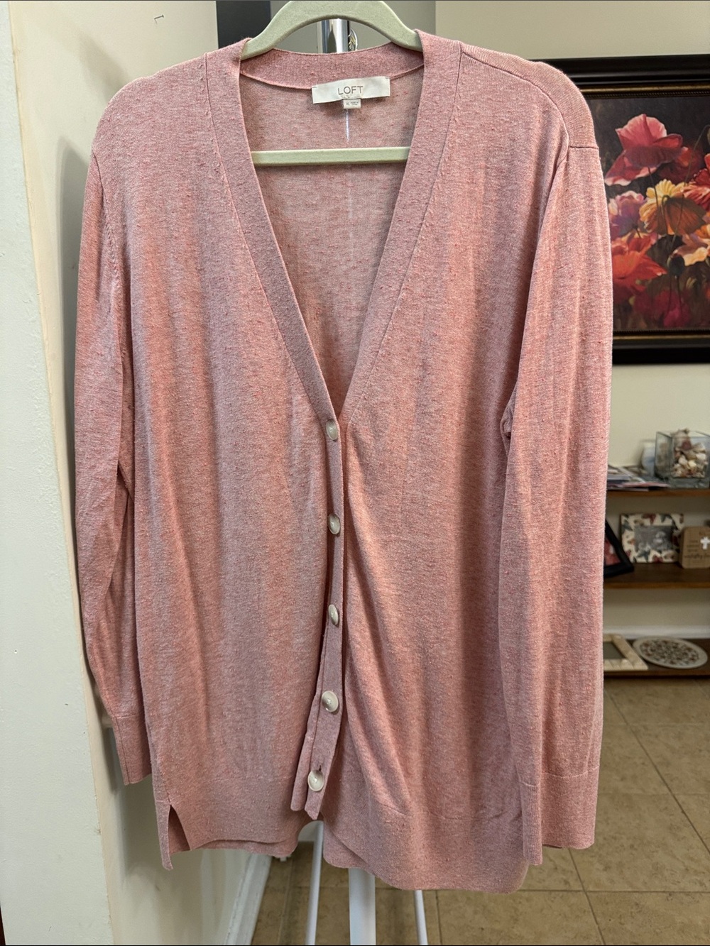 LOFT Rose Pink Button-Front Women's Cardigan